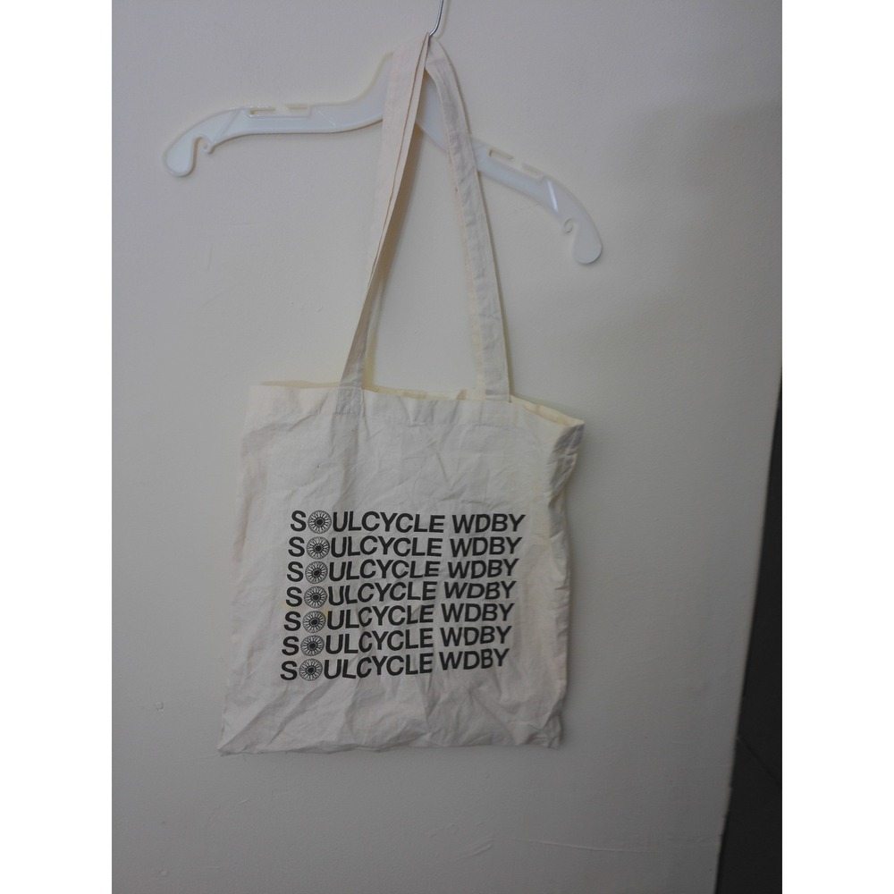 SoulCycle Tote Bag Unisex OS Cream Good WDBY Logo Graphic Canvas Gym Shopper